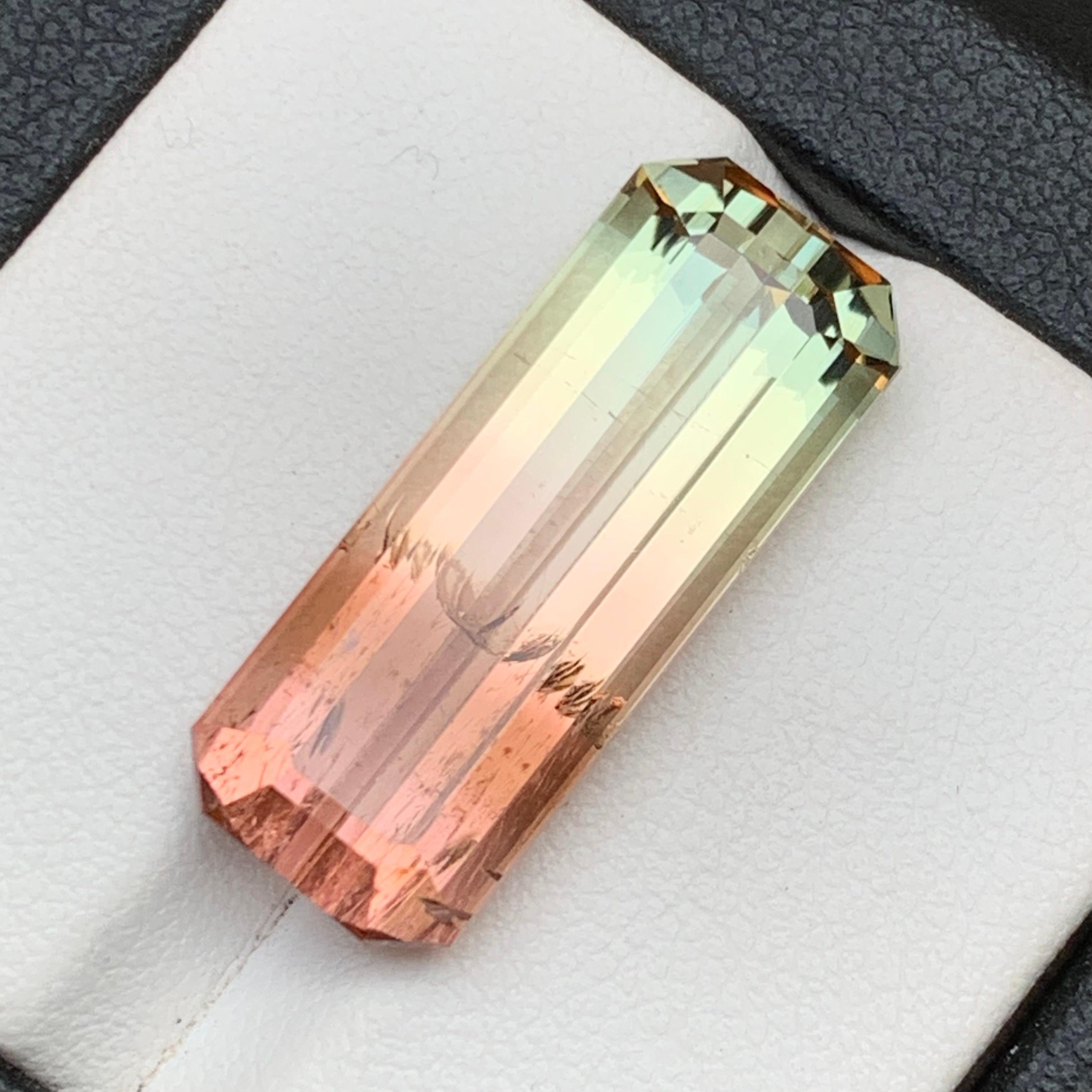 Bicolor Natural Tourmaline Necklace Pendant Loose Gemstone 15.85 Ct Emerald Cut For Sale 7