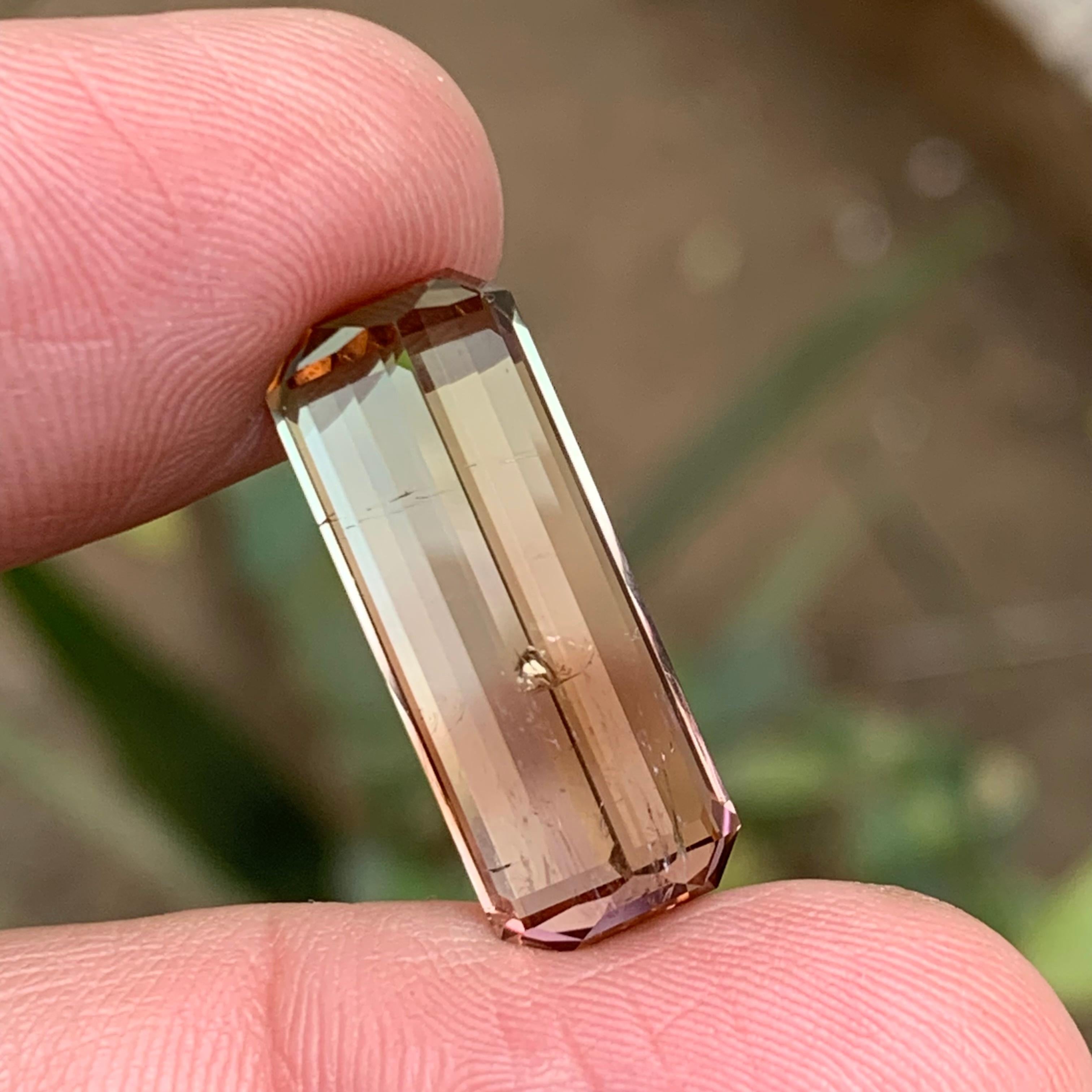 Bicolor Natural Tourmaline Necklace Pendant Loose Gemstone 15.85 Ct Emerald Cut For Sale 1