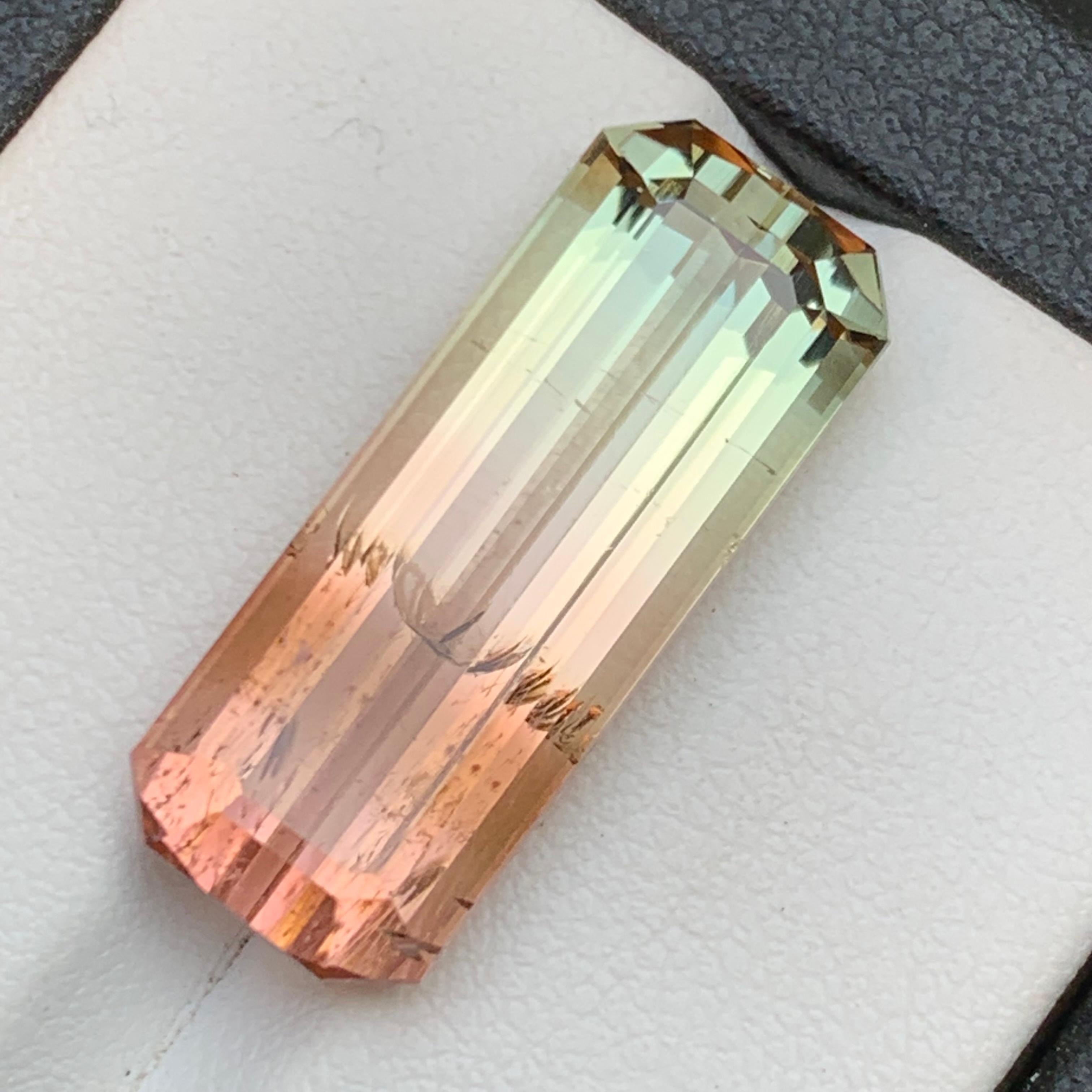 Bicolor Natural Tourmaline Necklace Pendant Loose Gemstone 15.85 Ct Emerald Cut For Sale 2