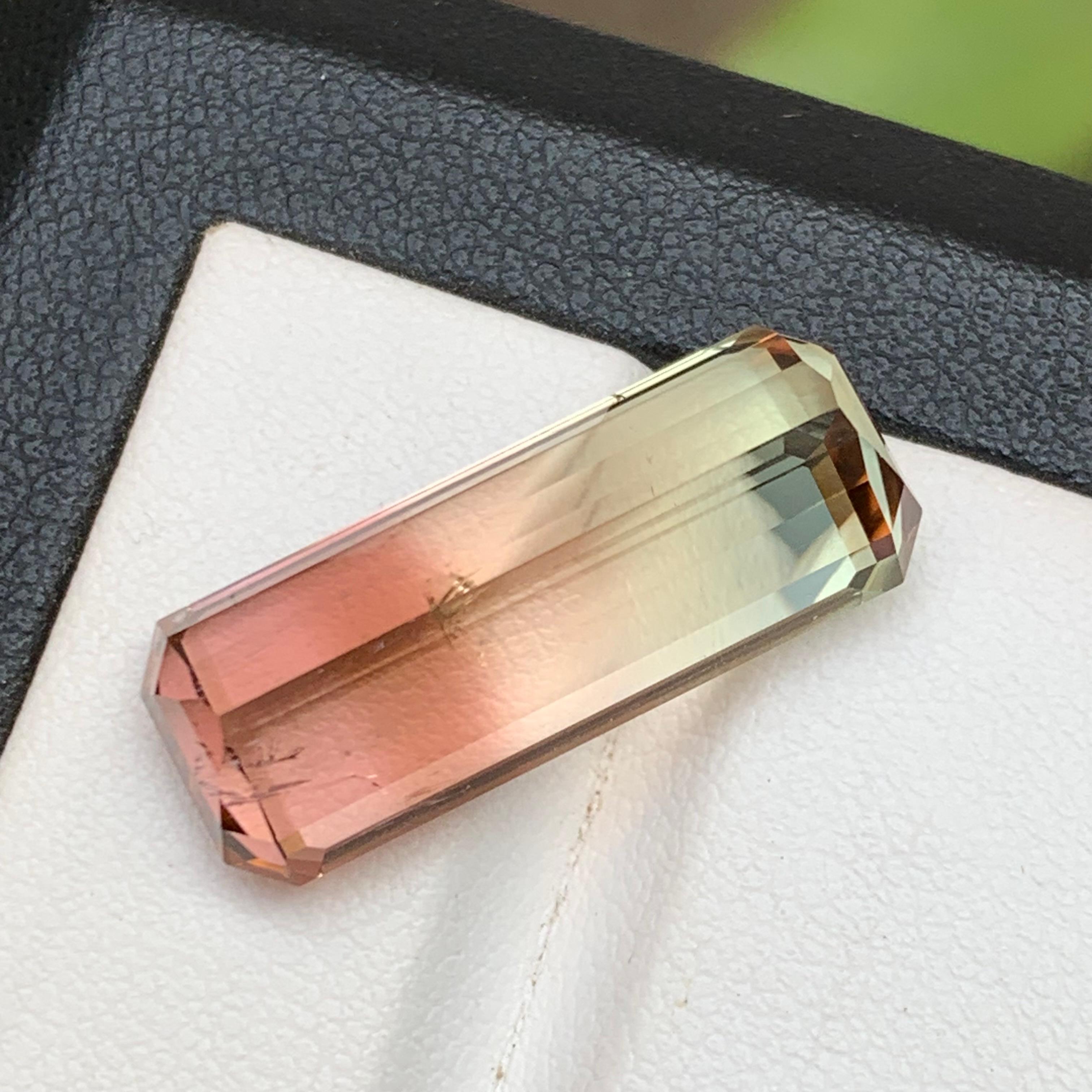 Bicolor Natural Tourmaline Necklace Pendant Loose Gemstone 15.85 Ct Emerald Cut For Sale 3