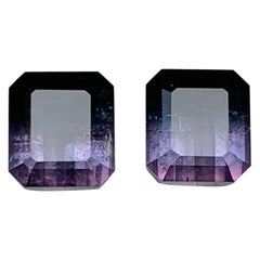 Bicolor Natural Tourmaline Pair 5.04 Ct Emerald Cut Gemstones for Stud Earrings