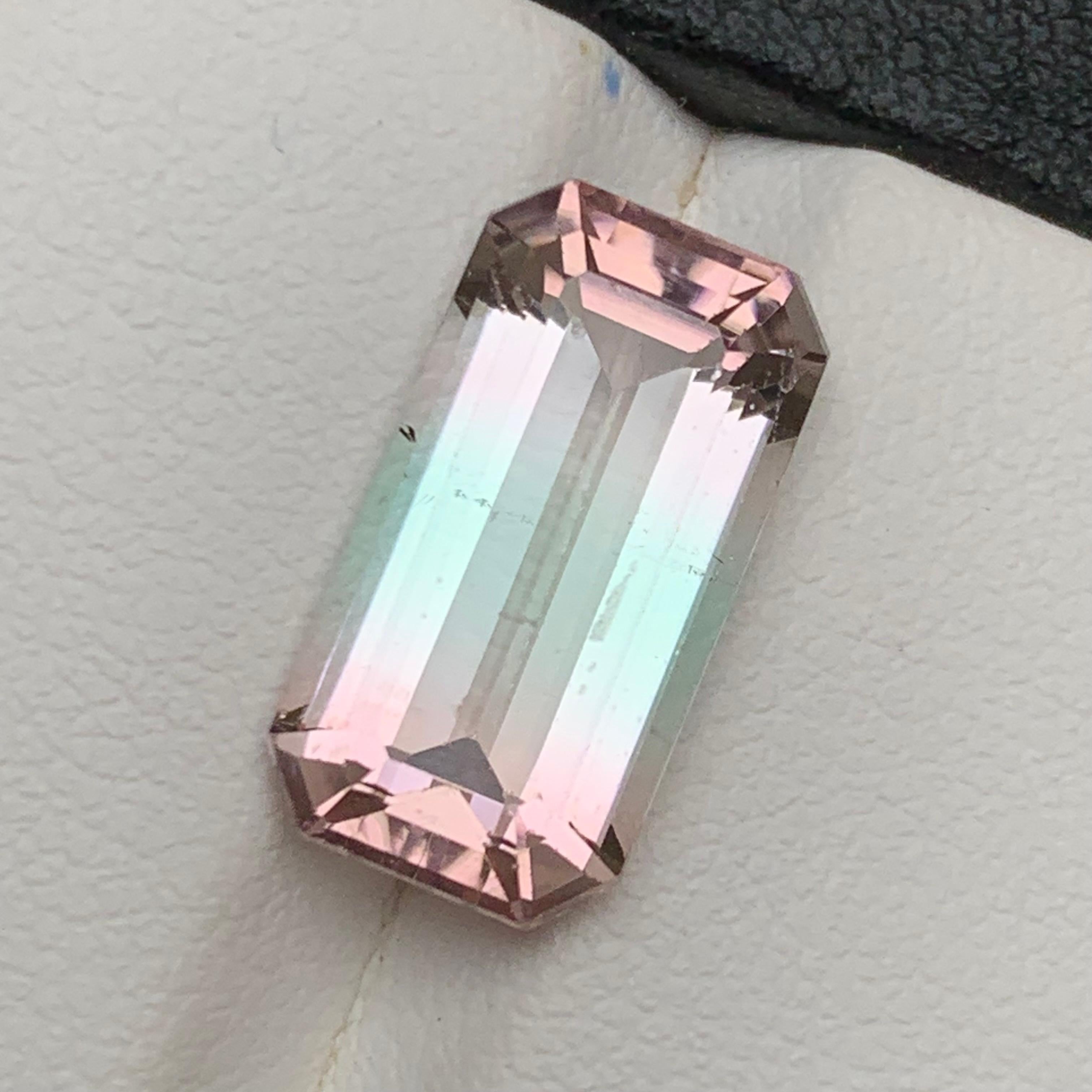 Bicolor Natural Turmalin Ring Lose Edelstein 6,95 Ct Smaragd-Schliff für Schmuck (Zeitgenössisch) im Angebot