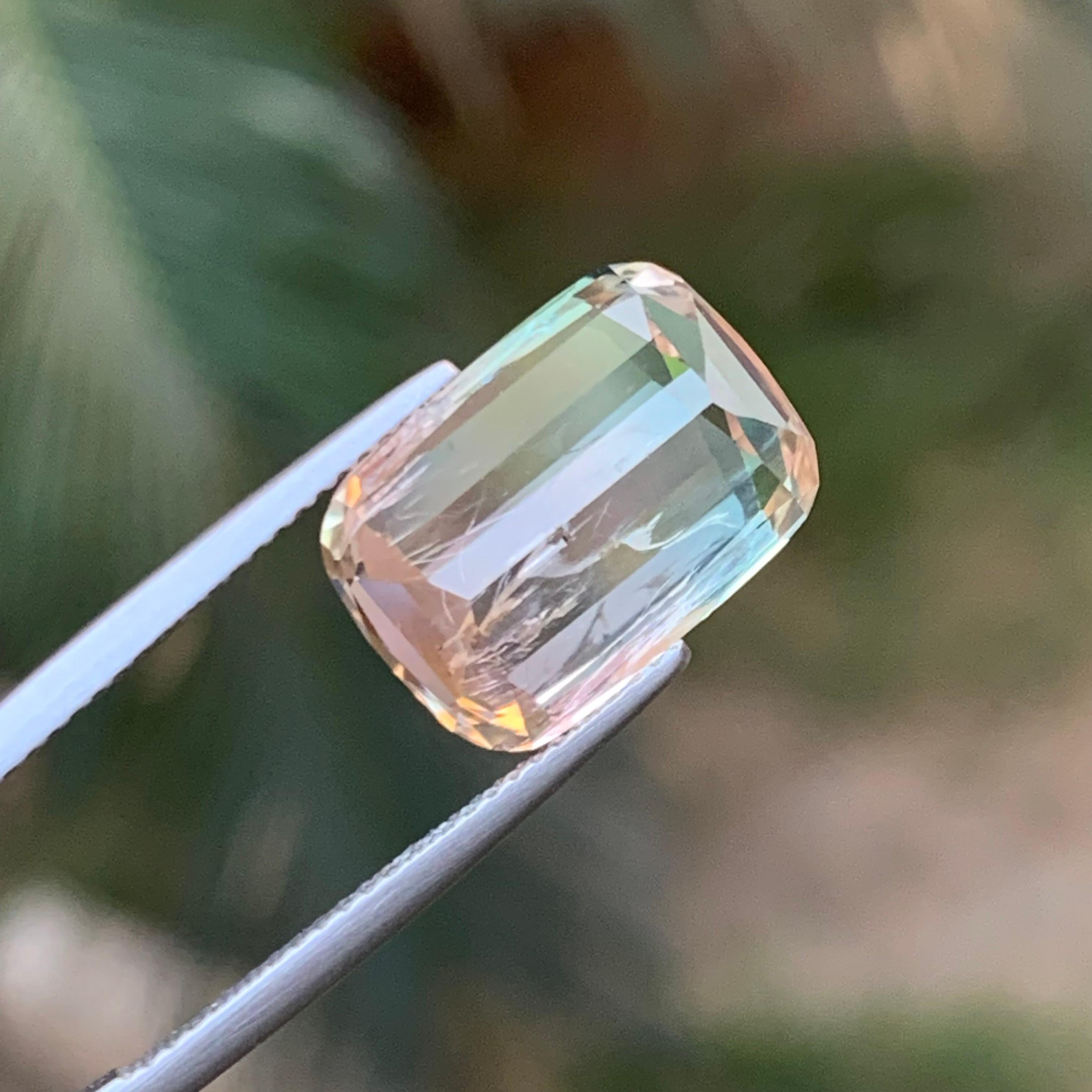 Bicolor Natural Tourmaline Ring, Necklace Pendant Loose Gemstone 9.65 Ct Cushion For Sale 5