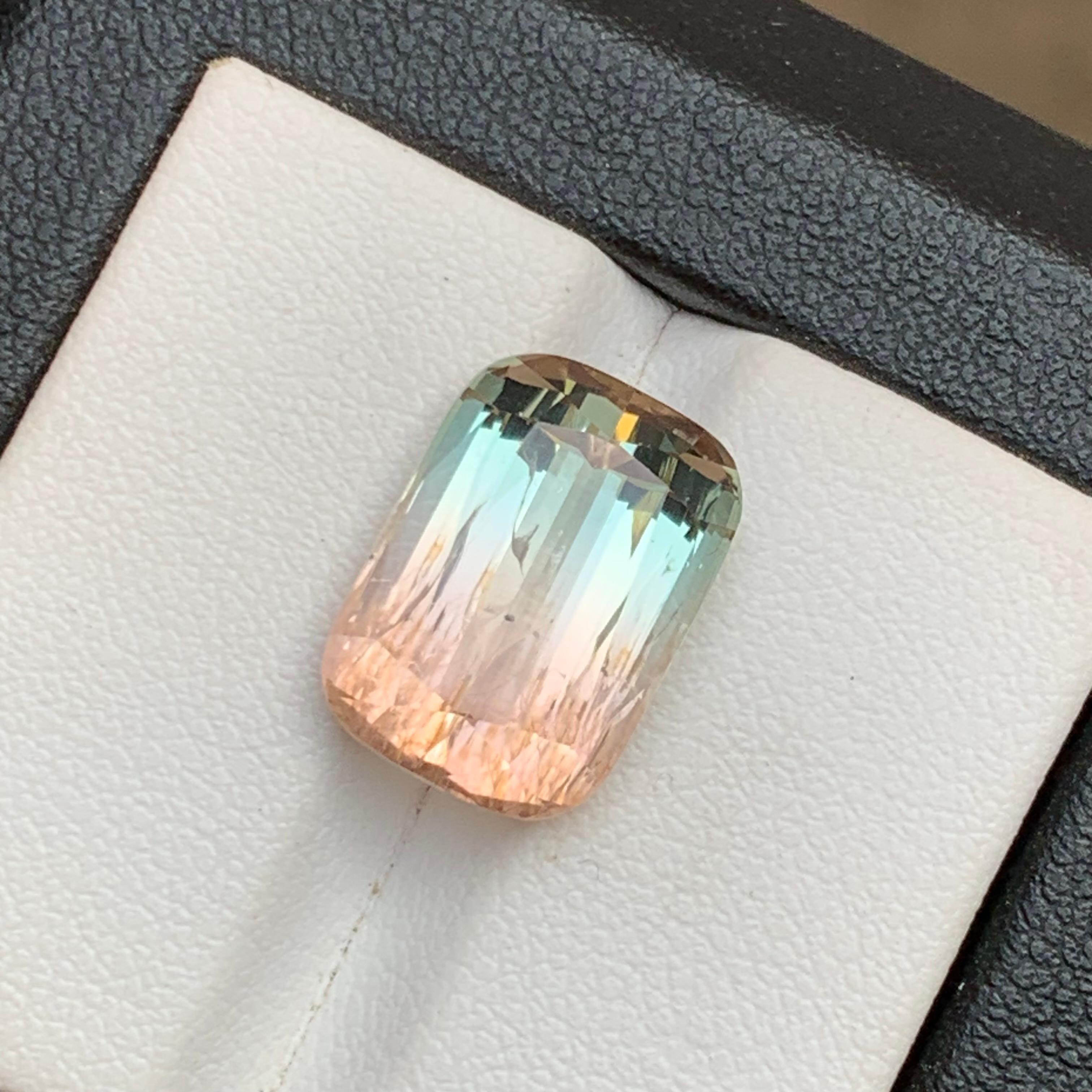Bicolor Natural Tourmaline Ring, Necklace Pendant Loose Gemstone 9.65 Ct Cushion For Sale 7