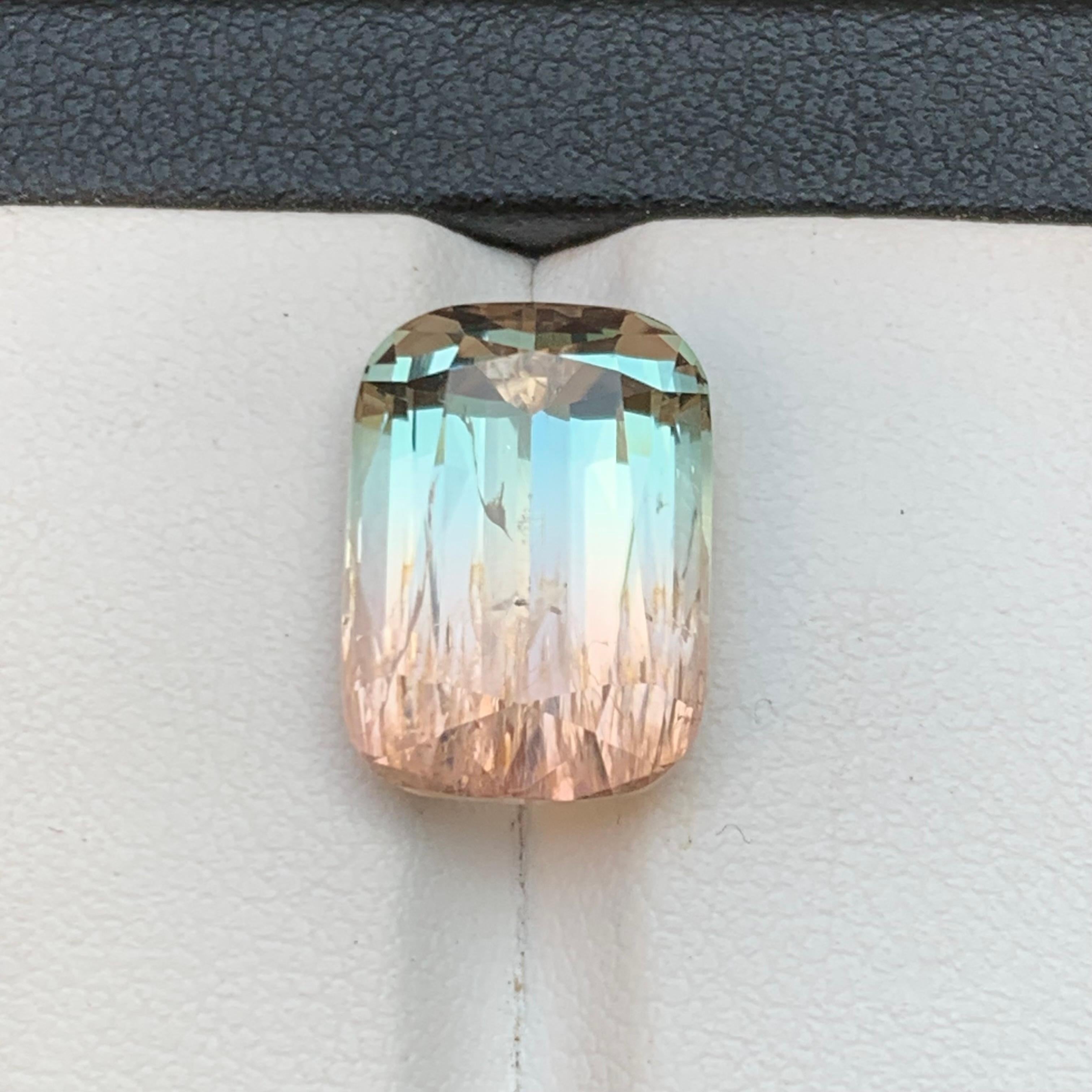Bicolor Natural Tourmaline Ring, Necklace Pendant Loose Gemstone 9.65 Ct Cushion For Sale 8