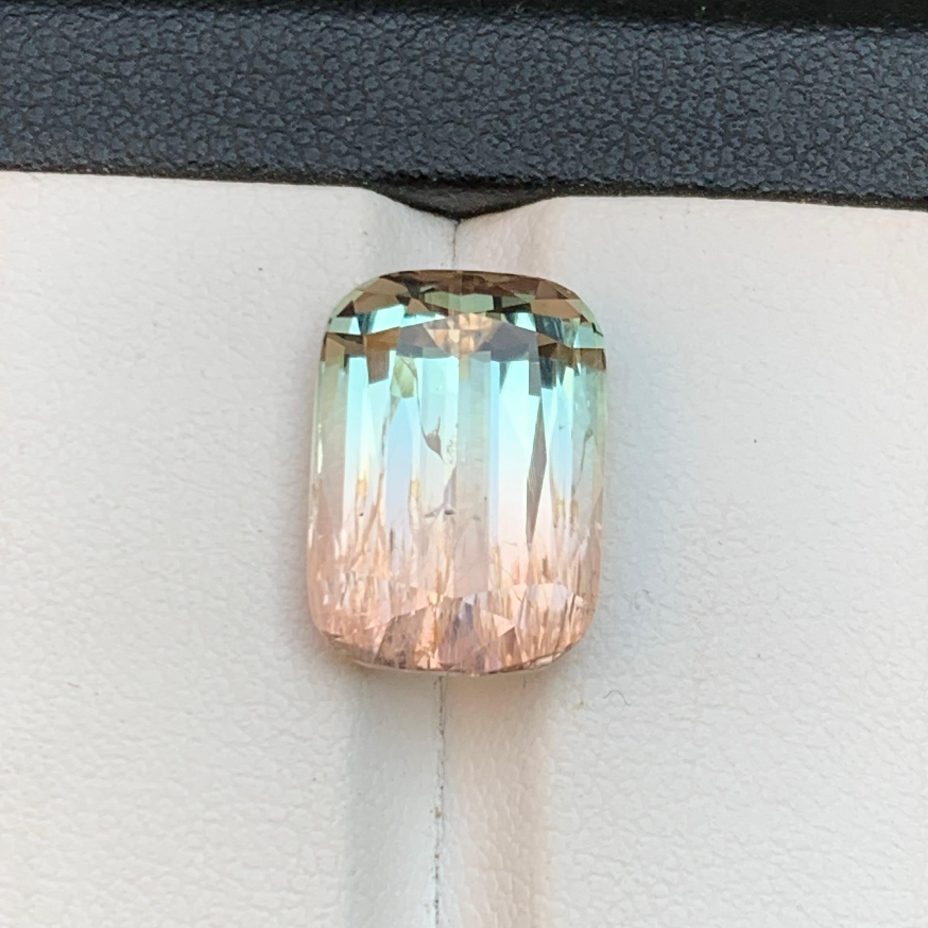 Bicolor Natural Tourmaline Ring, Necklace Pendant Loose Gemstone 9.65 Ct Cushion For Sale 1