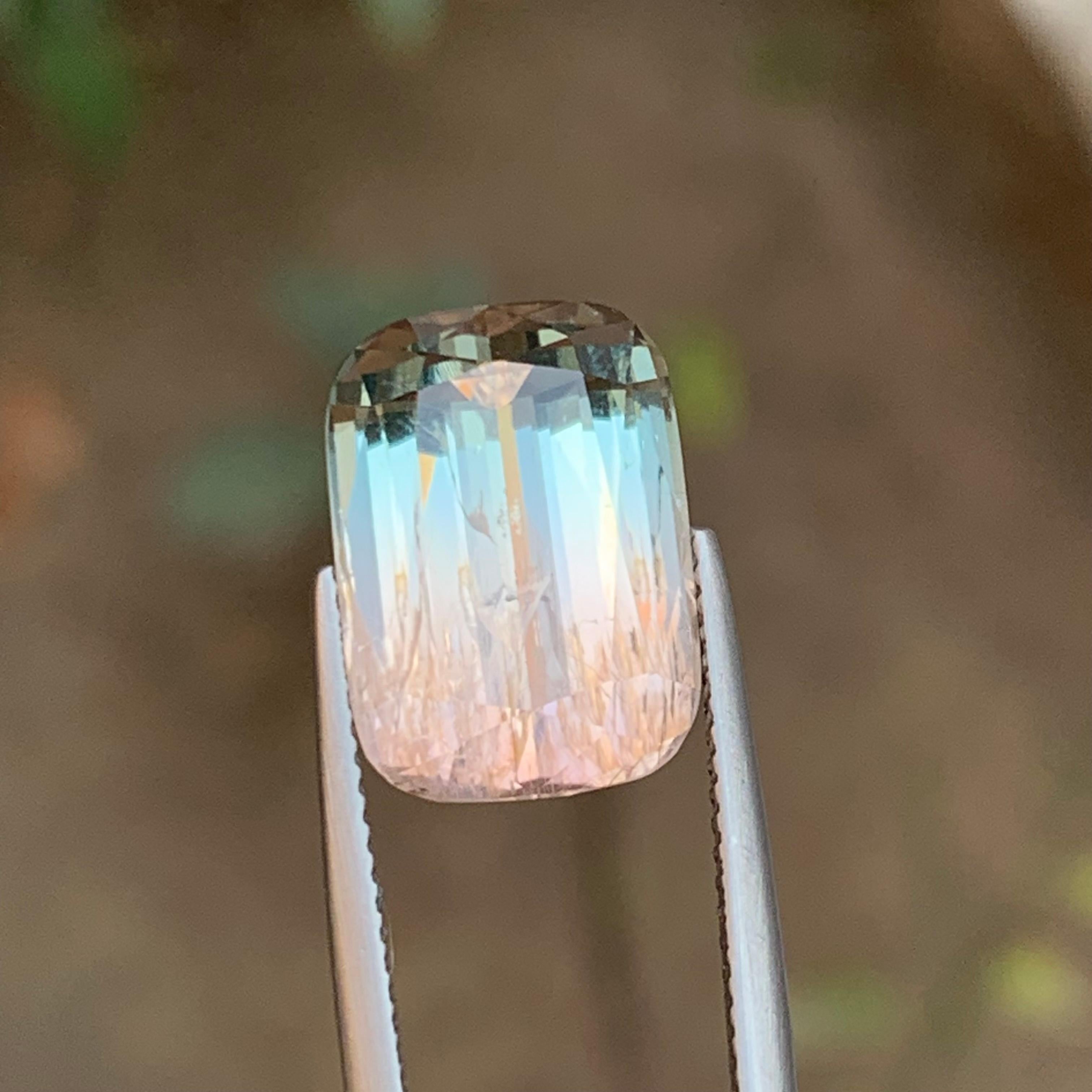 Bicolor Natural Tourmaline Ring, Necklace Pendant Loose Gemstone 9.65 Ct Cushion For Sale 3