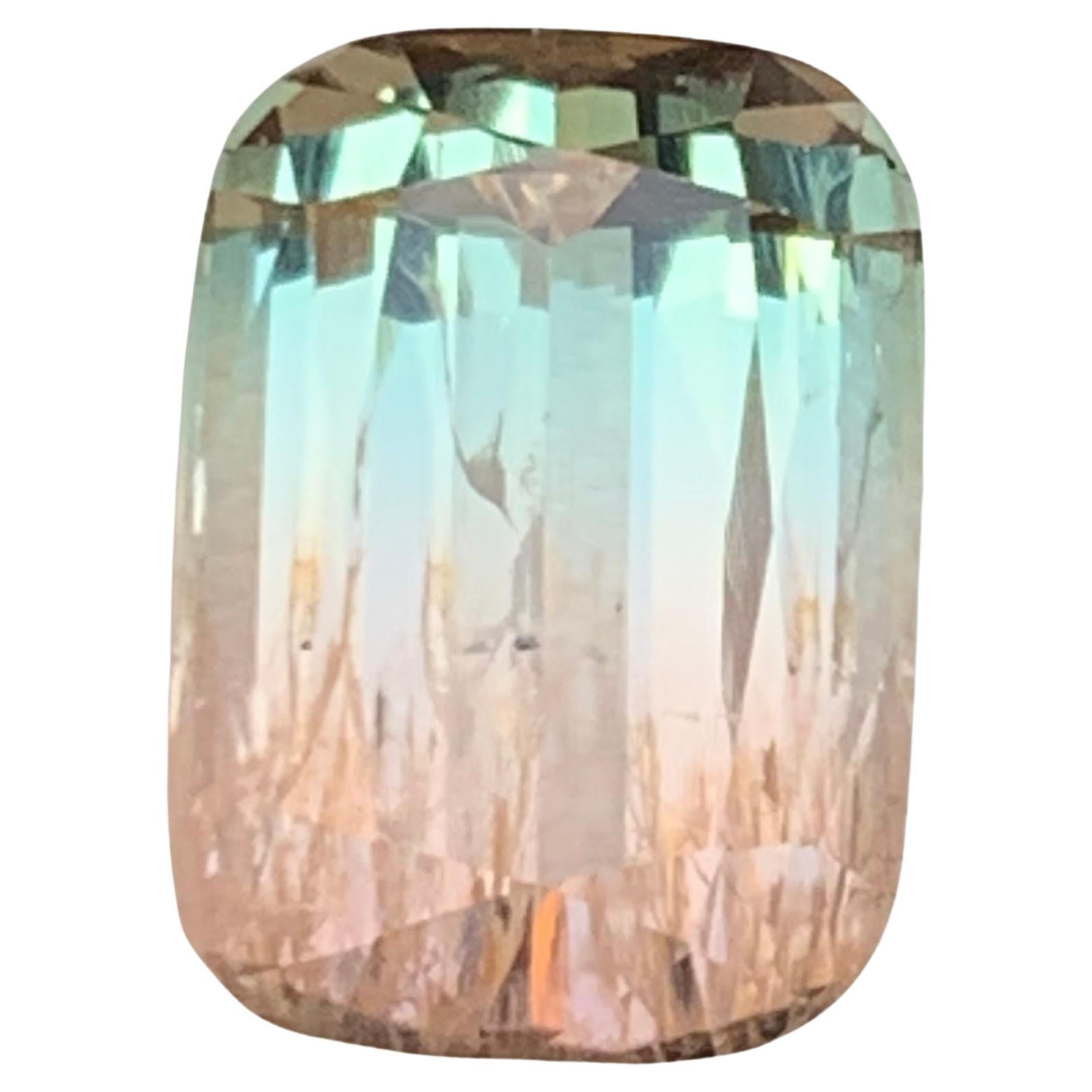 Bicolor Natural Tourmaline Ring, Necklace Pendant Loose Gemstone 9.65 Ct Cushion For Sale