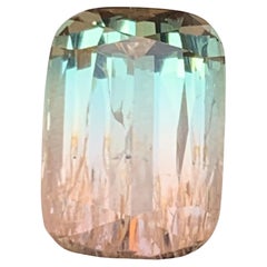 Bague, collier pendentif tourmaline naturelle bicolore taille coussin 9,65 carats
