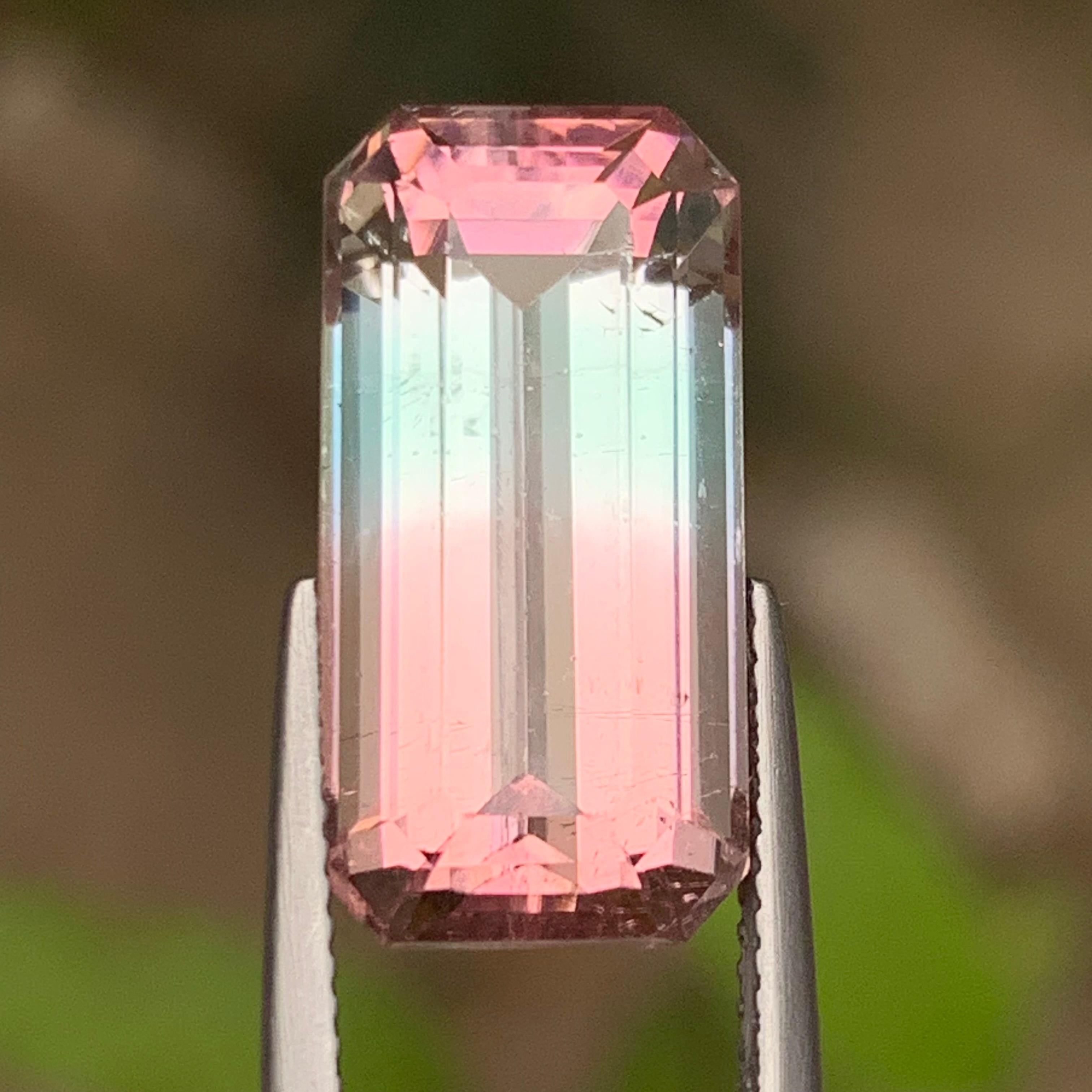 Bicolor Natural Tourmaline Ring, Pendant Loose Gemstone 12.65 Ct Emerald Cut Neuf - En vente à Peshawar, PK