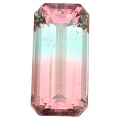 Bicolor Natural Tourmaline Ring, Pendant Loose Gemstone 12.65 Ct Emerald Cut