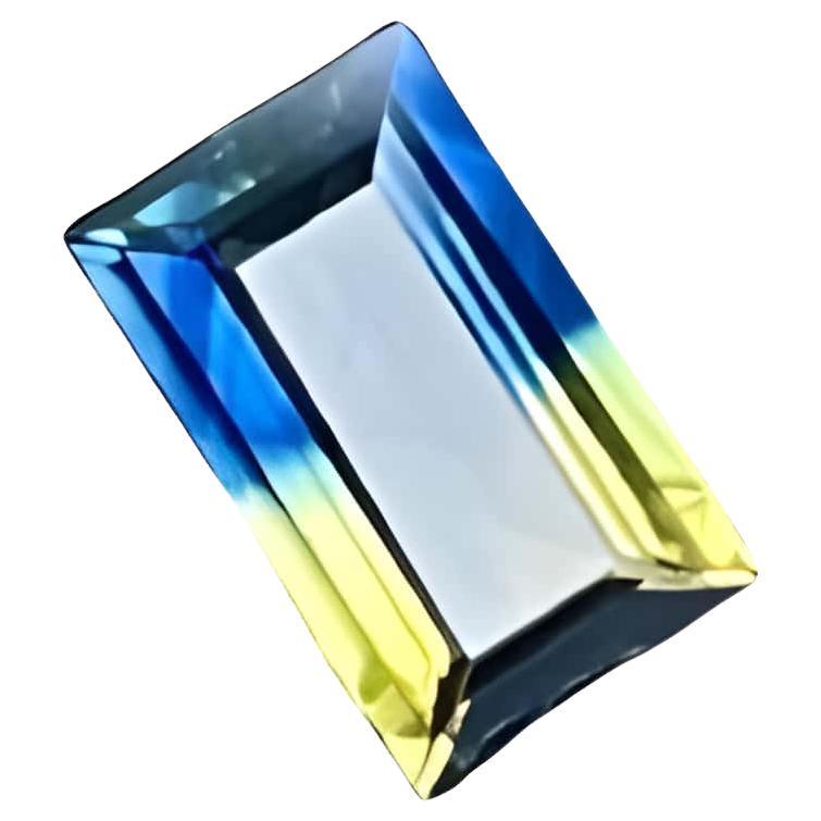 Bicolor Parti Sapphire Stone 0.75 Carats Baguette Cut Natural Sri Lankan Gem