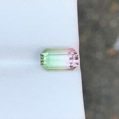 Gema de turmalina bicolor en tonos pastel verde menta y rosa para anillos y colgantes