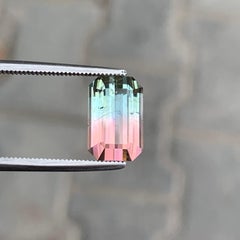 Bicolor Pink Green Tourmaline Emerald Cut Loose Gemstone for Pendant Jewellery