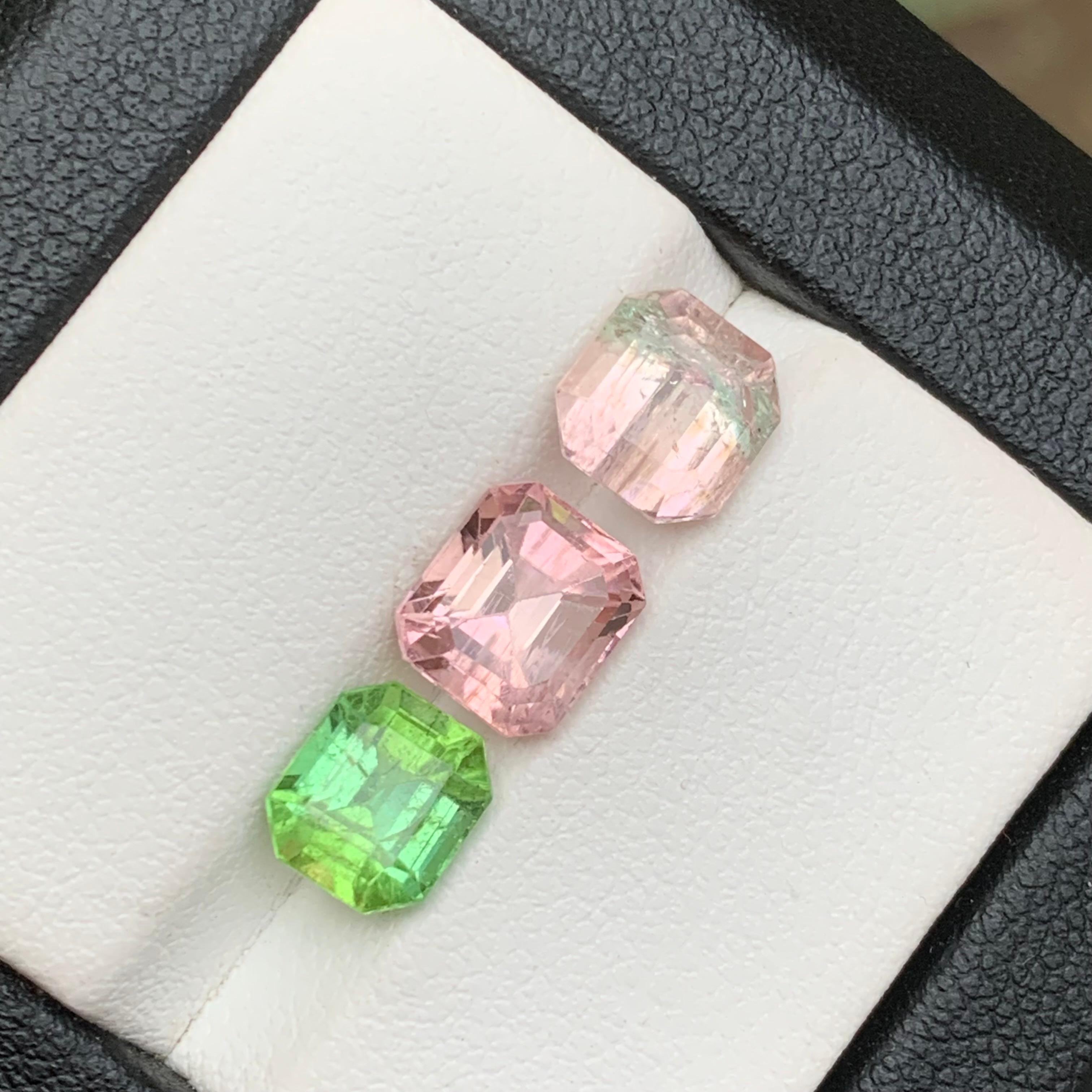 Bicolor, Pink & Mint Green Natural Tourmaline Loose Gemstones Lot 6.05Ct-Jewelry For Sale 4
