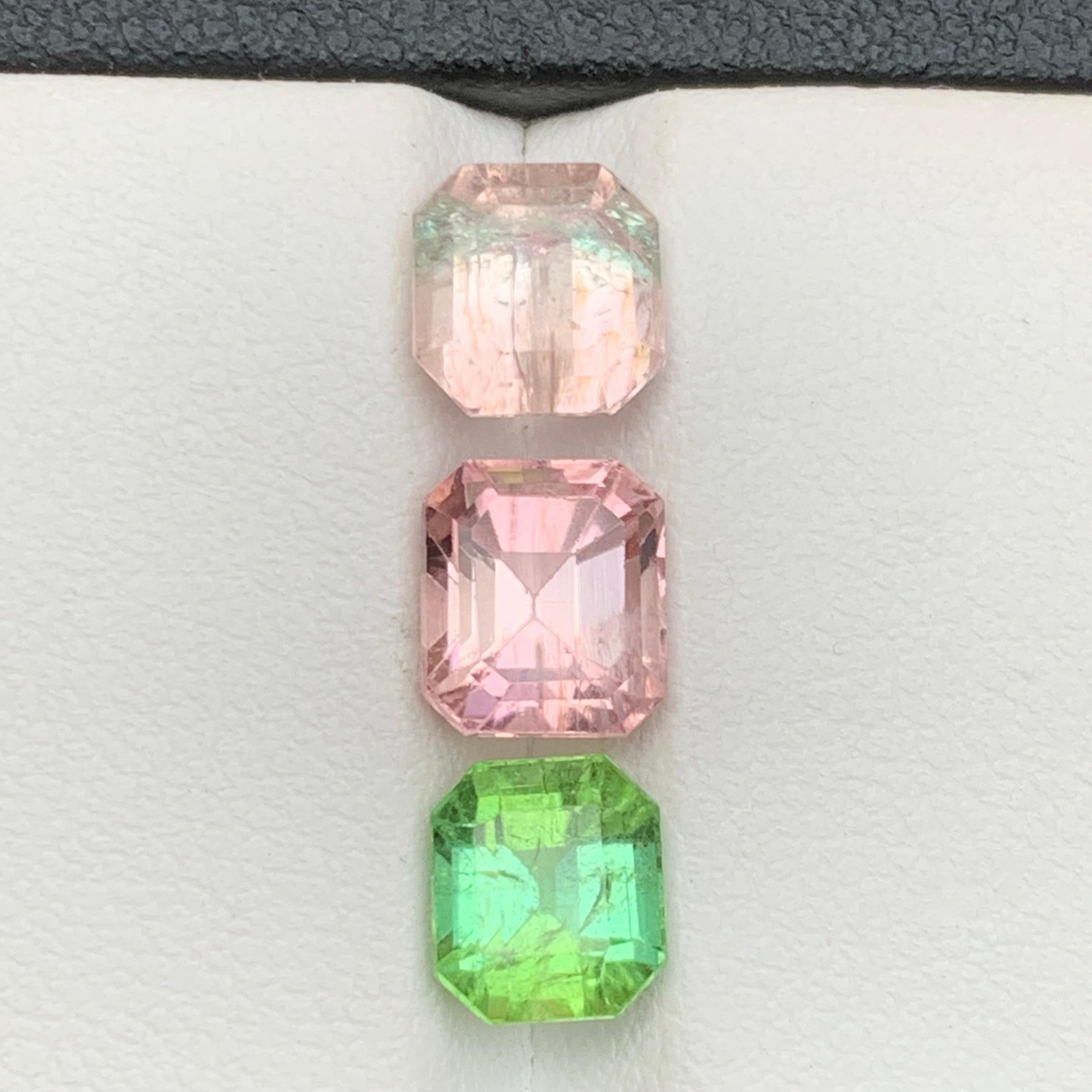 Contemporary Bicolor, Pink & Mint Green Natural Tourmaline Loose Gemstones Lot 6.05Ct-Jewelry For Sale