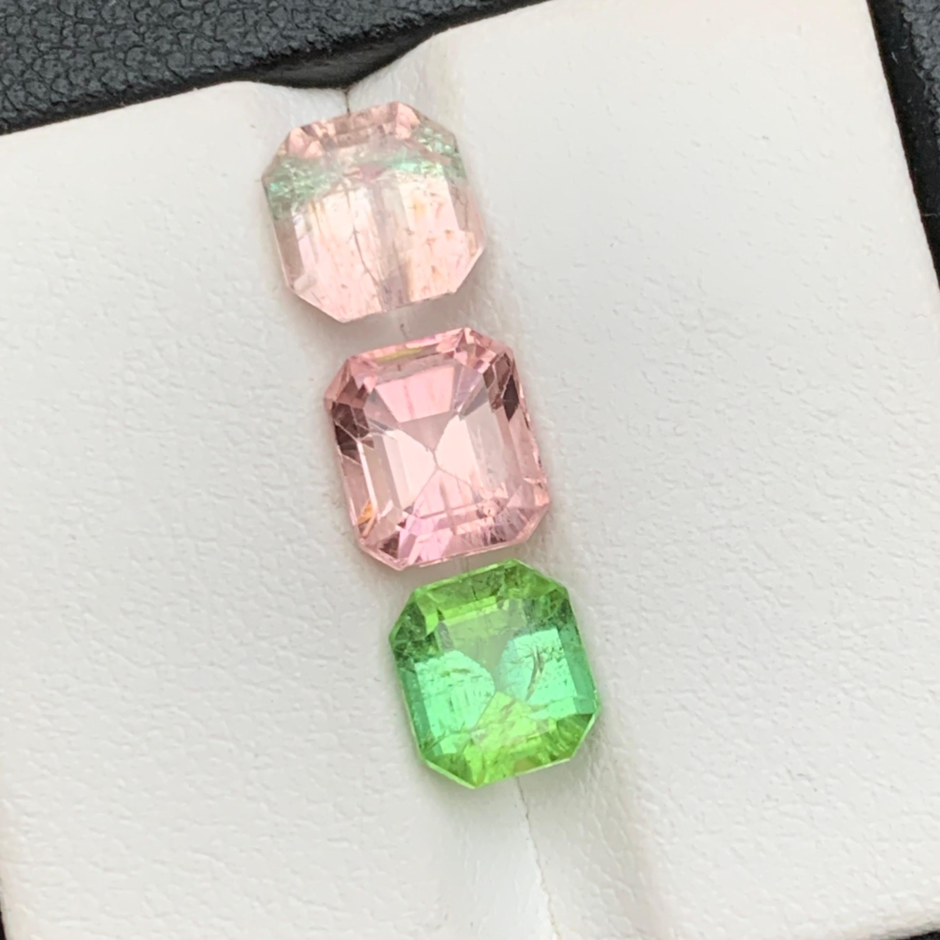 Bicolor, Pink & Mint Green Natural Tourmaline Loose Gemstones Lot 6.05Ct-Jewelry In New Condition For Sale In Peshawar, PK