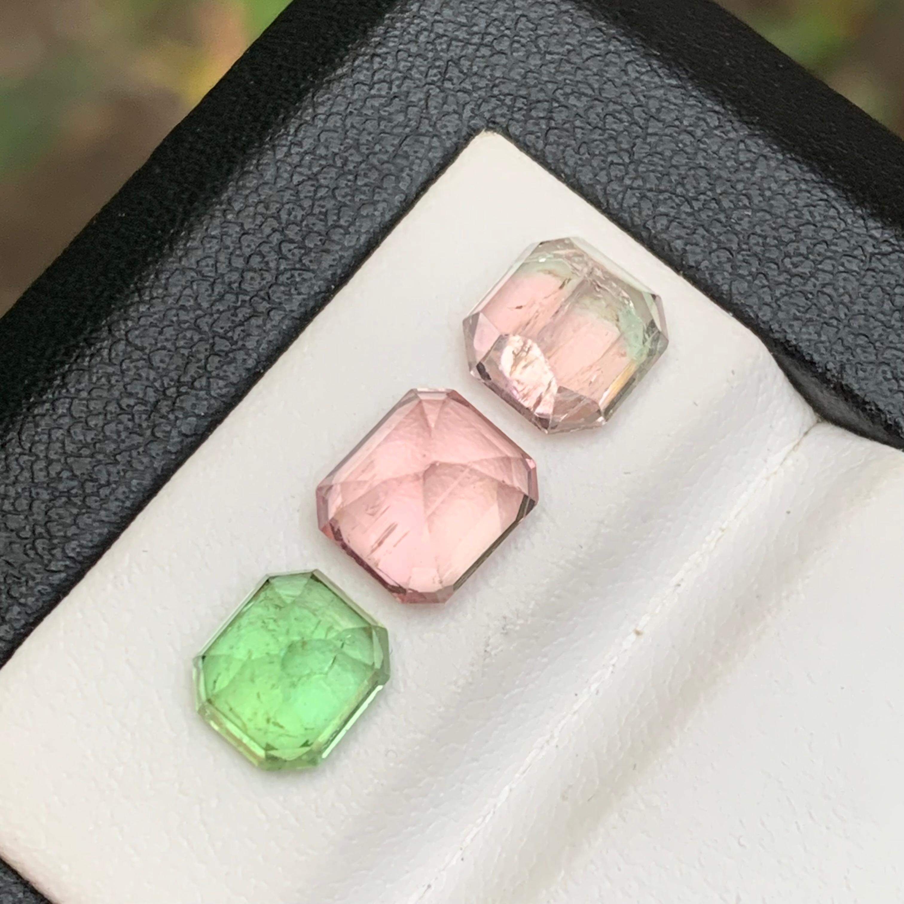 Women's or Men's Bicolor, Pink & Mint Green Natural Tourmaline Loose Gemstones Lot 6.05Ct-Jewelry For Sale