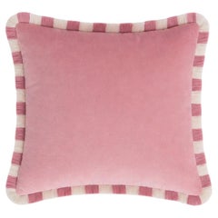 Bicolor Pink Velvet Cushion Pink And White Fringes