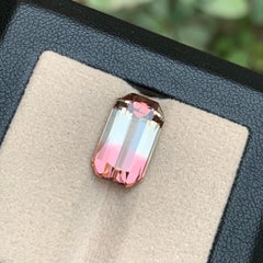 Bicolor Rosa-Weiß Natürlicher Turmalin Edelstein 8,05 Ct Schere Smaragd Schliff-Ring
