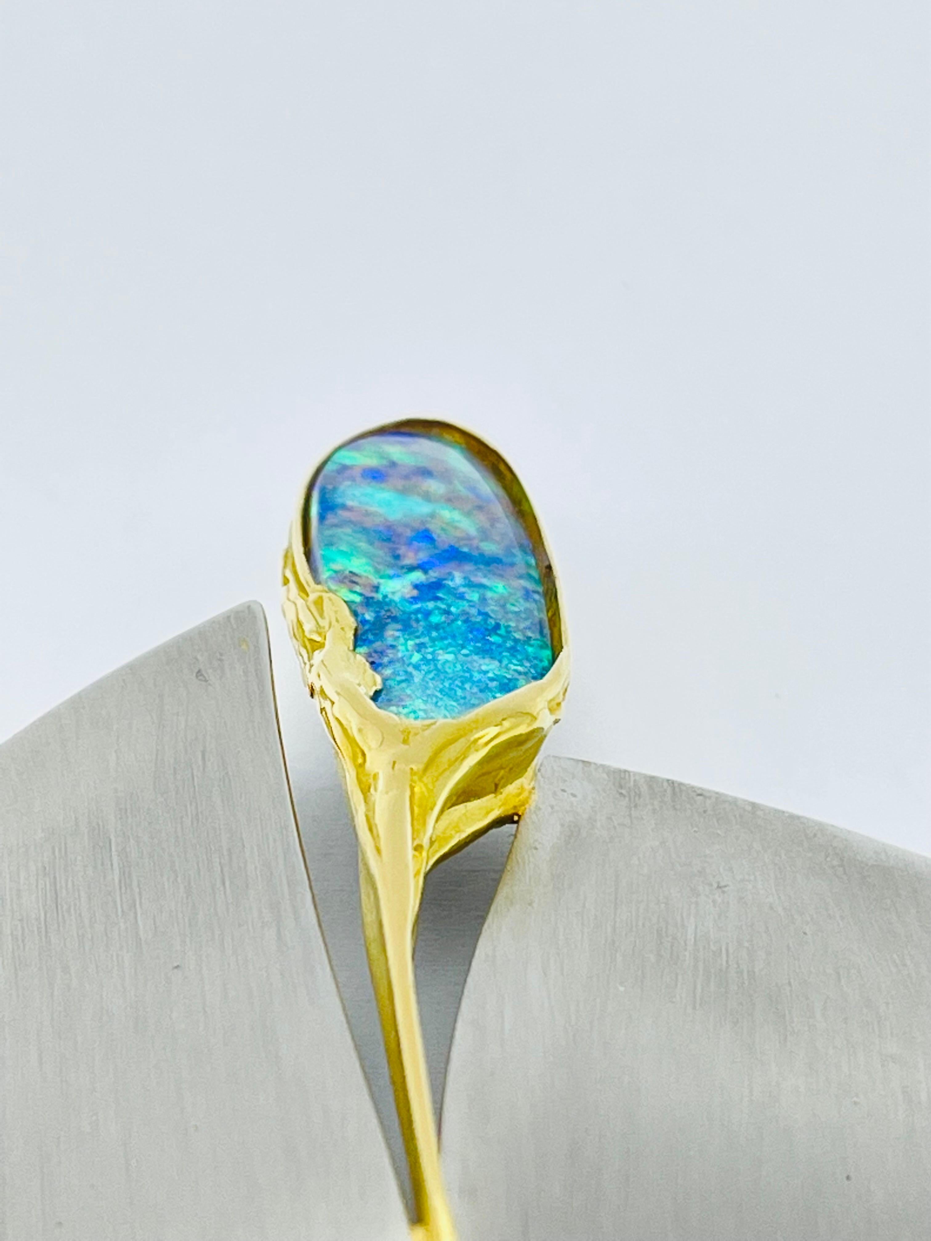 Bicolor Platinum/18k Gold Brooch-Pendant with Australian Opal, Unique For Sale 1
