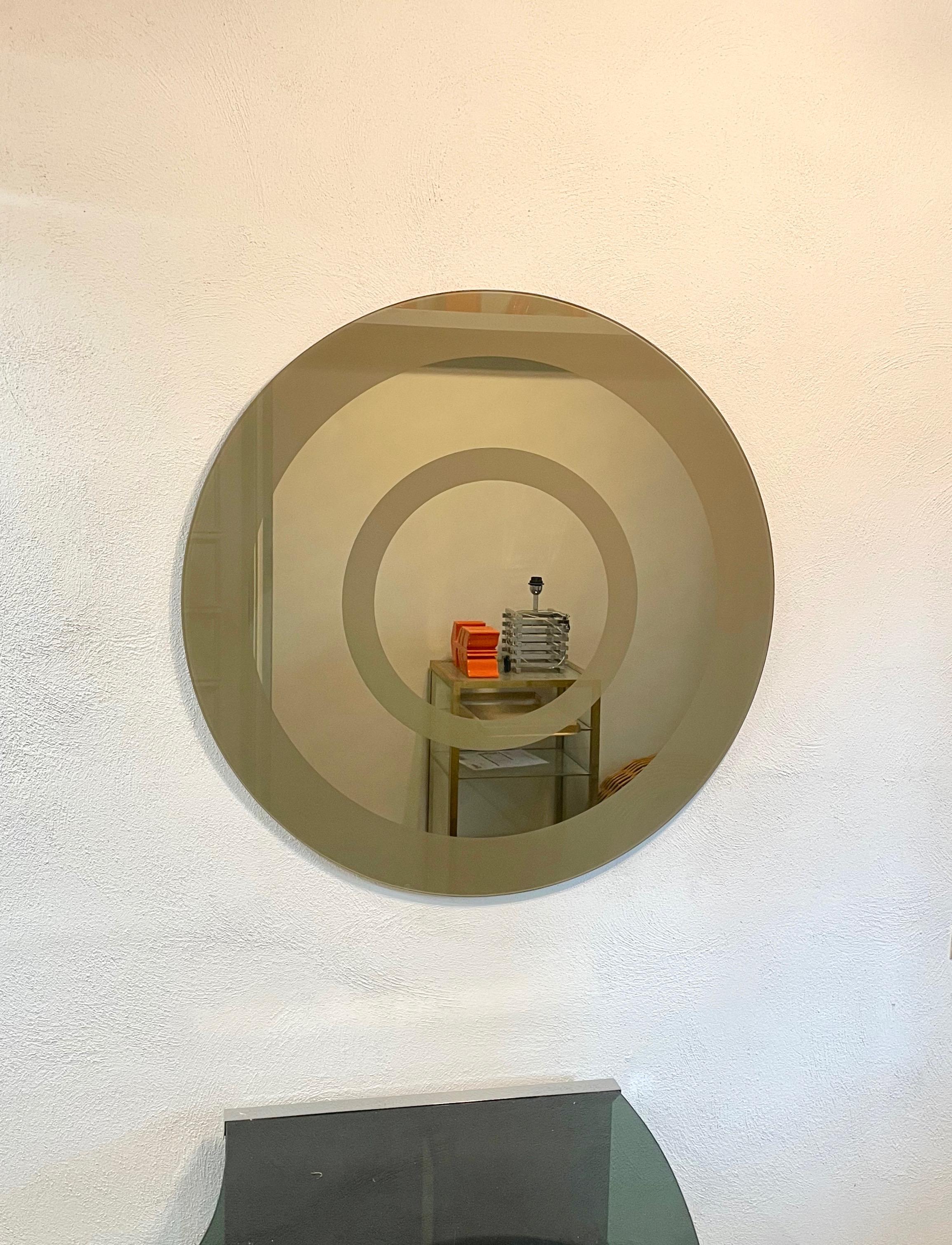 Bicolor Round Wall Mirror Giuseppe Raimondi for Cristal Art, Italy 1970s For Sale 6