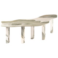 Bicolor Sculptural Dining Marble Table Signed by Lorenzo Bini