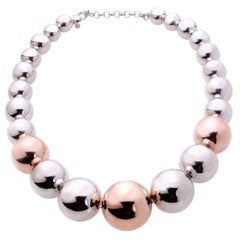 Bicolor Silver and Copper Plated Silver Ball choker Necklace