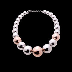 Bicolor Silver and Copper Plated Silver Ball choker Necklace