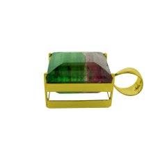 Bicolor Tourmaline and 18k Yellow Gold Pendant (P11302n)