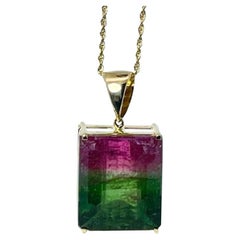 Bicolor Tourmaline and 18k Yellow Gold Pendant (P11302n)
