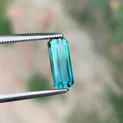 Bicolor Tourmaline Bluish Mint Green Emerald Cut Faceted Gemstone for Jewellery