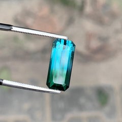 Bicolor Tourmaline Emerald Cut Afghan Natural Blue Green Loose Gemstone