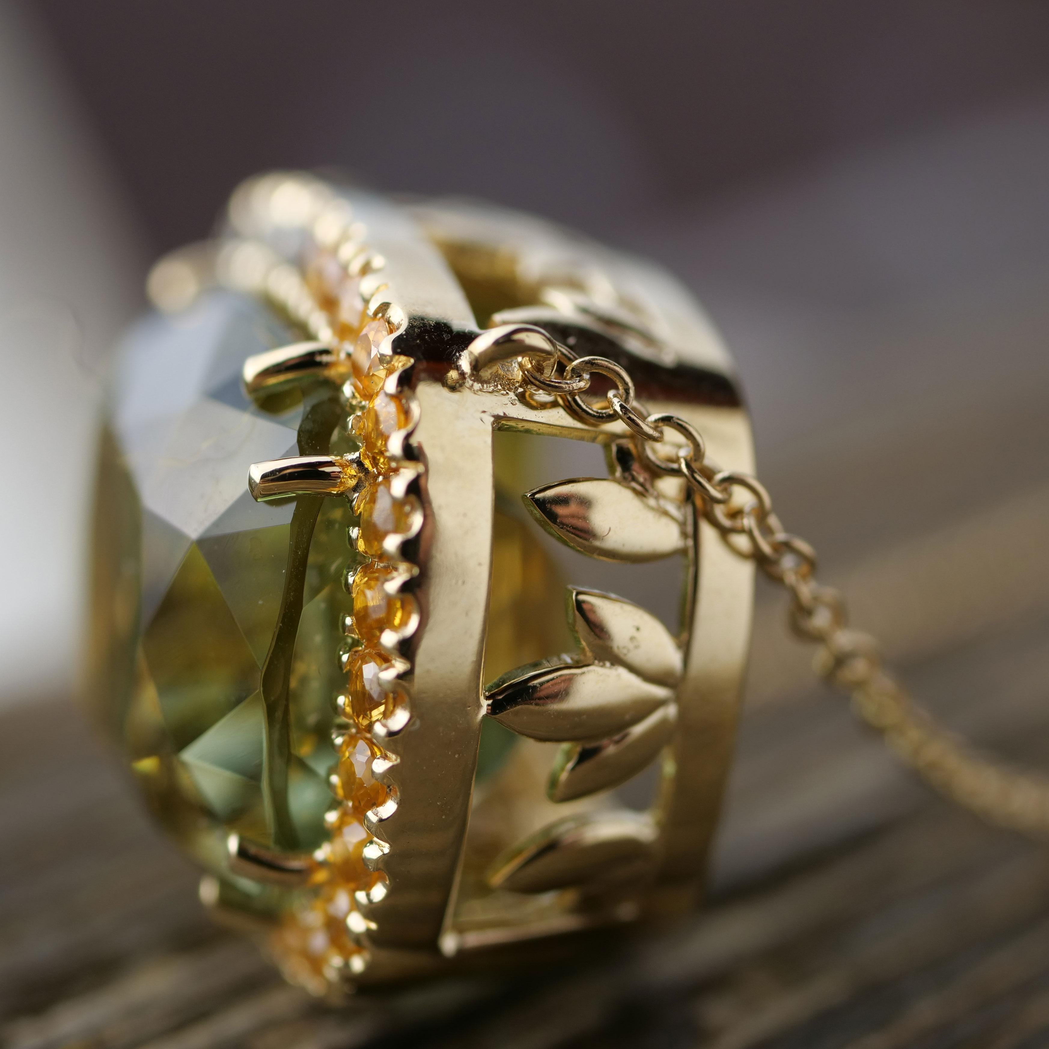 Bicolor Tourmaline Saphire Necklace 17 Ct green-mint yellow Africa AAA+ Necklace In New Condition For Sale In Viena, Viena