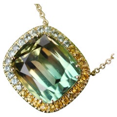 Bicolor Tourmaline Saphire Necklace 17 Ct green-mint yellow Africa AAA+ Necklace