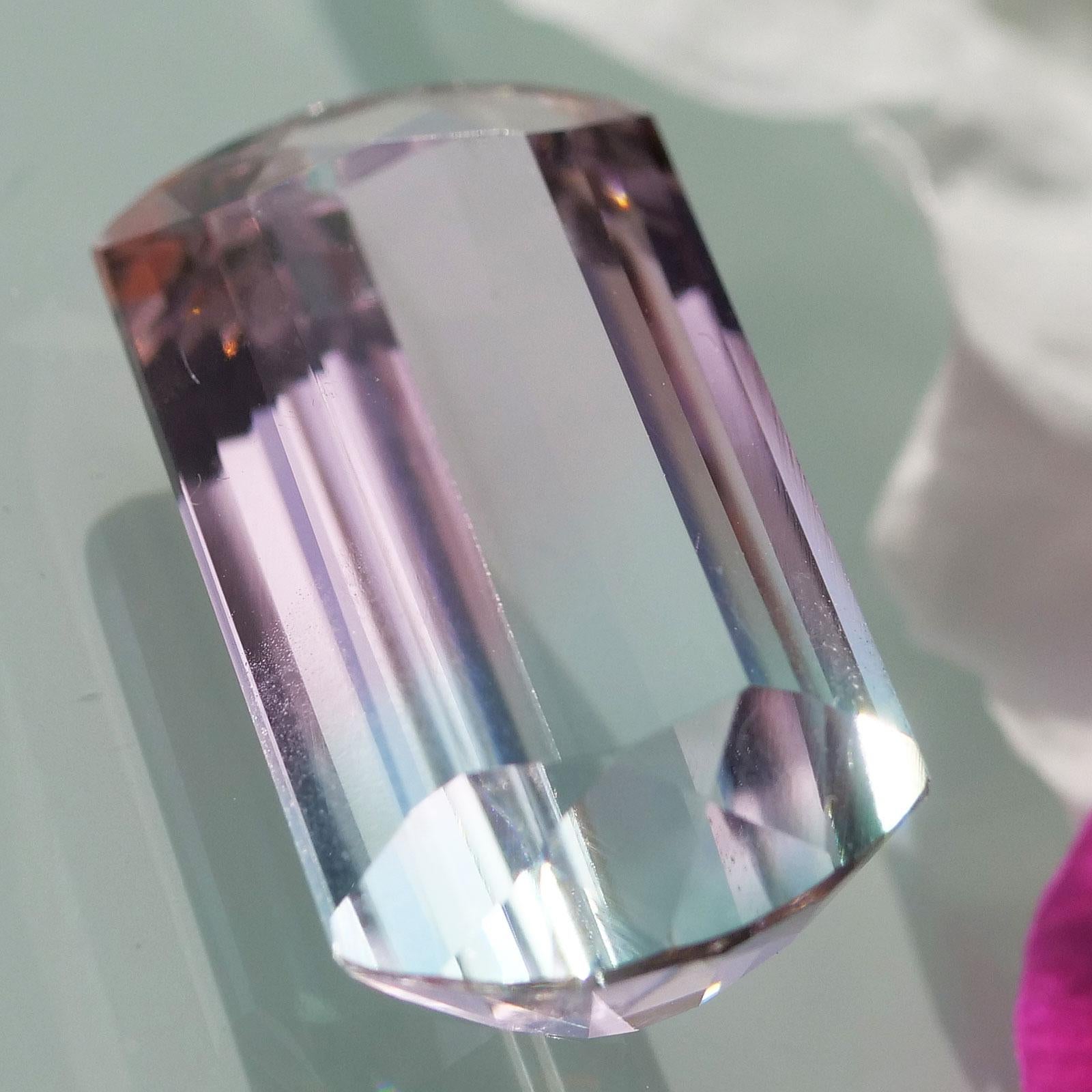 Bicolor Turmaline Saphire Ring baby pink blue loupeclean 14.85 ct Afghanistan For Sale 4