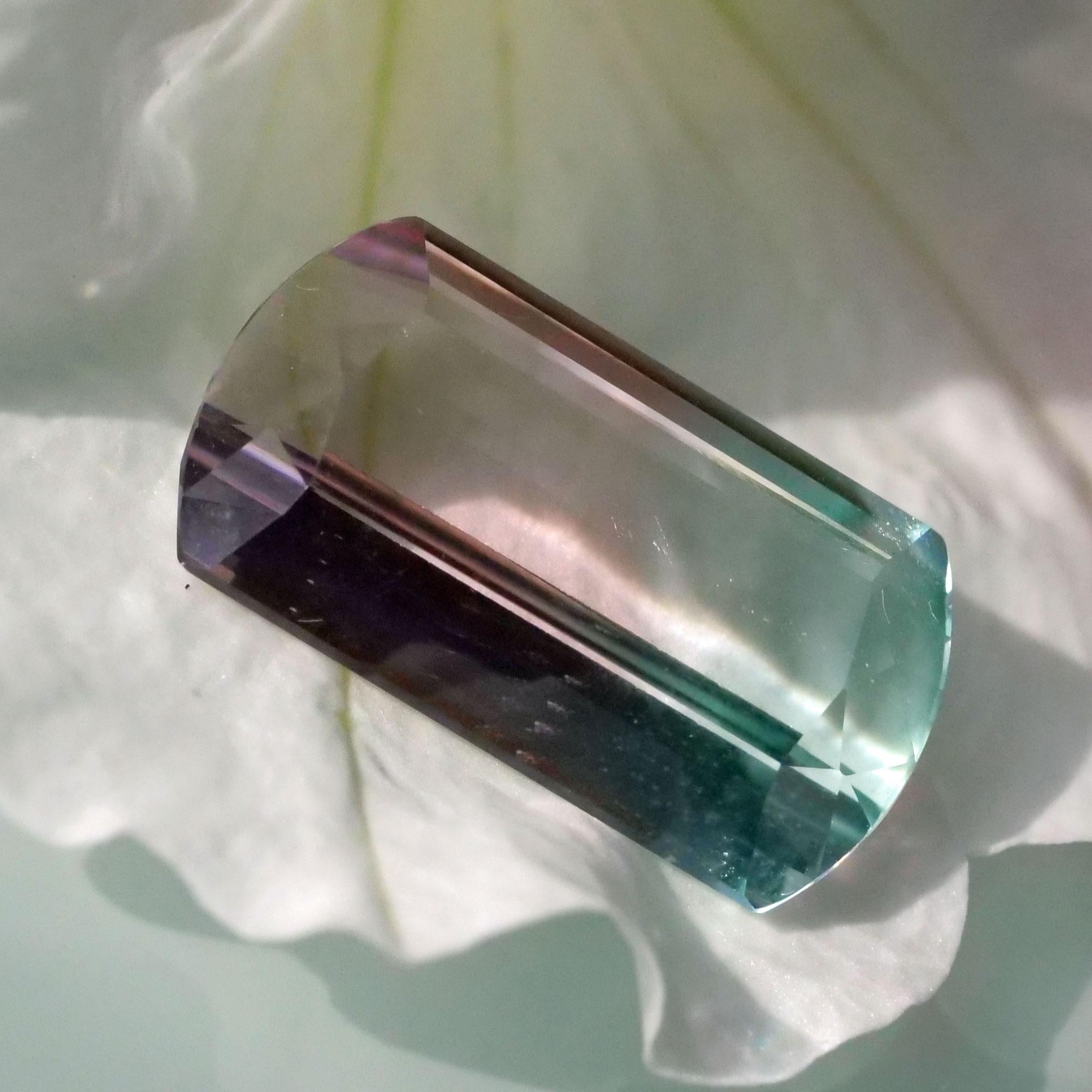 Bicolor Turmaline Saphire Ring baby pink blue loupeclean 14.85 ct Afghanistan For Sale 6