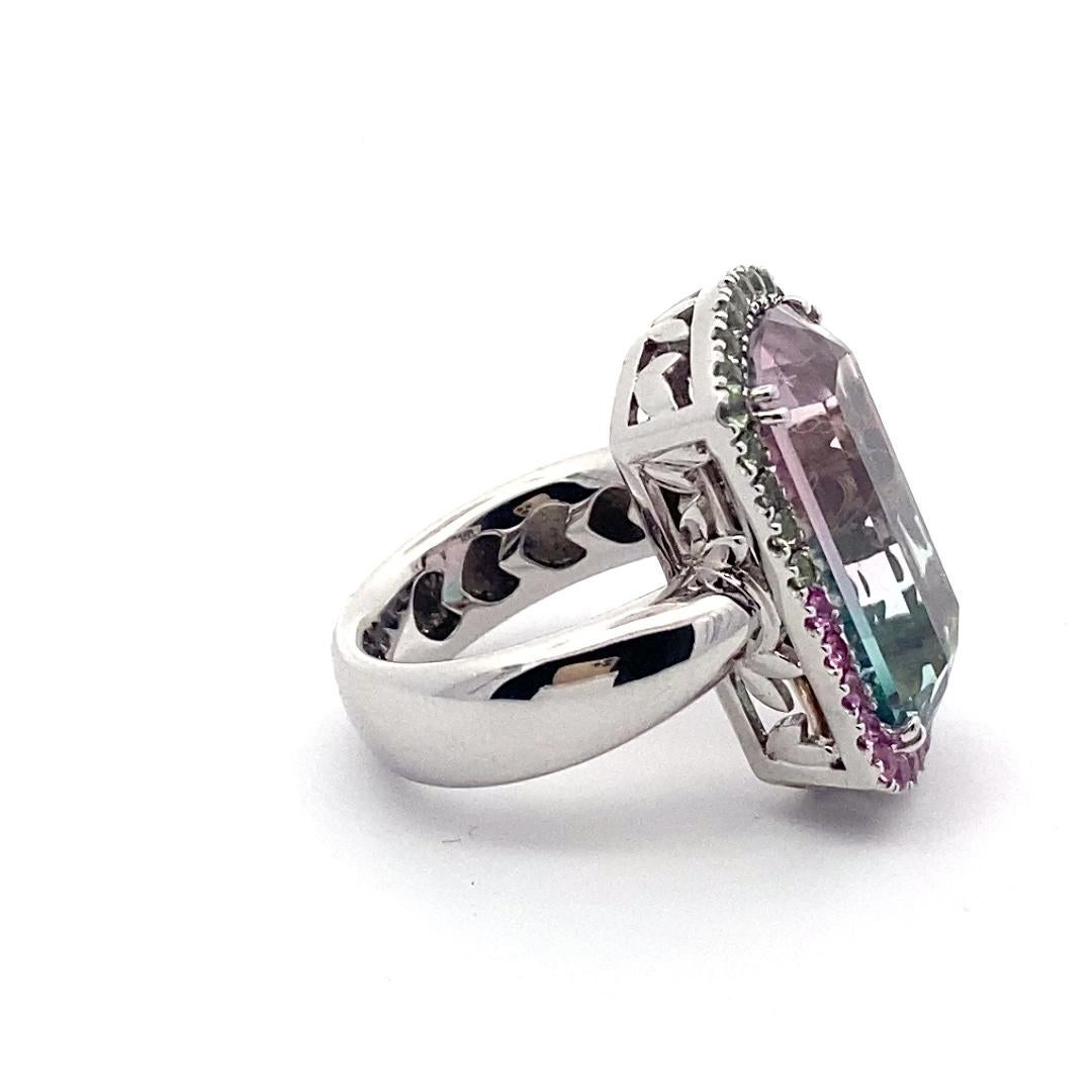 Anillo de zafiro turmalina bicolor rosa bebé azul loupeclean 14,85 ct Afganistán en venta 9