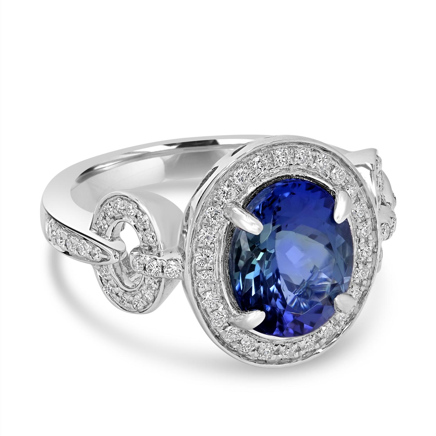 Anello bicolore con tanzanite non riscaldata e diamanti In condizioni Nuovo in vendita a New York, NY