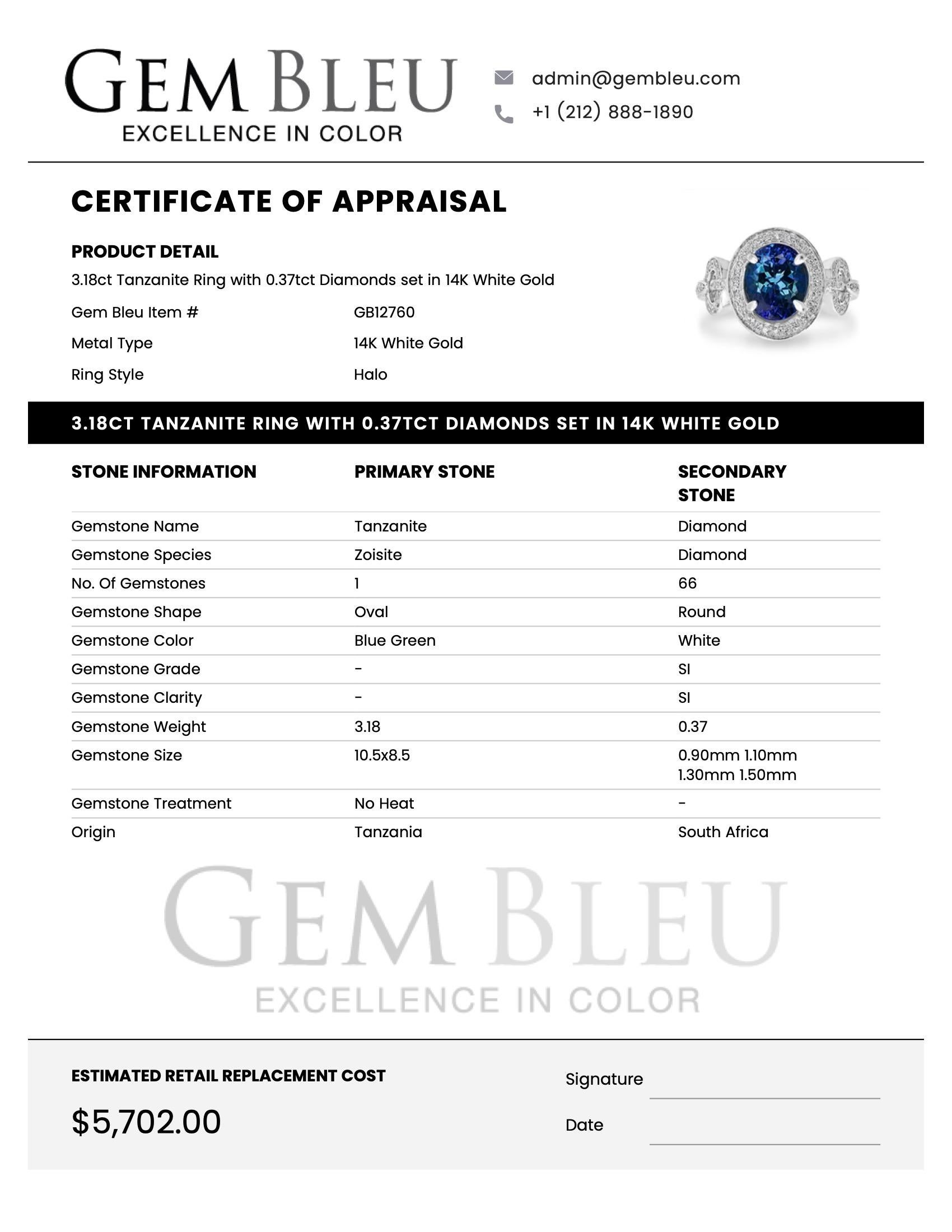 Anello bicolore con tanzanite non riscaldata e diamanti in vendita 3