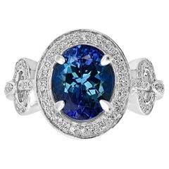 Anello bicolore con tanzanite non riscaldata e diamanti