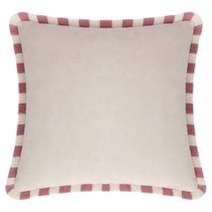 Bicolor White Velvet Cushion Pink And White Fringes
