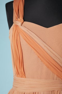 Bicolore blush and orange bustier and asymmetrical evening dress Lorena Sarbu
