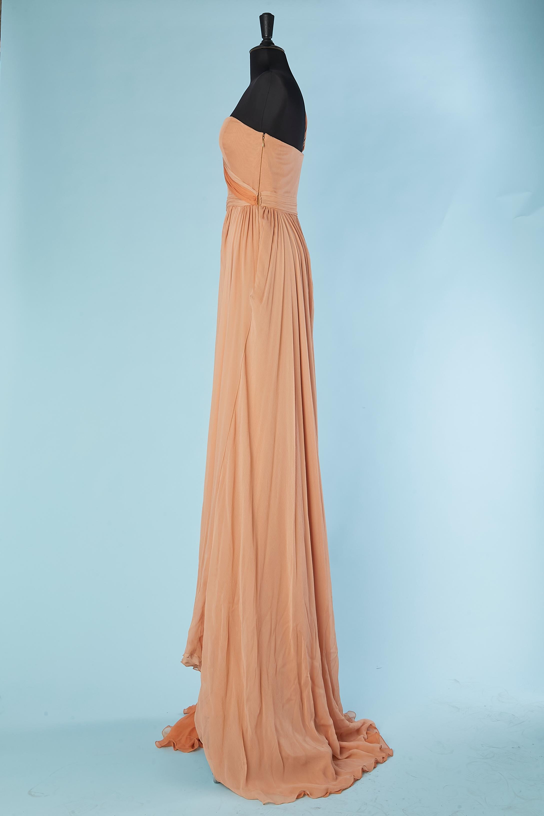 Women's Bicolore blush and orange bustier and asymmetrical evening dress Lorena Sarbu  For Sale