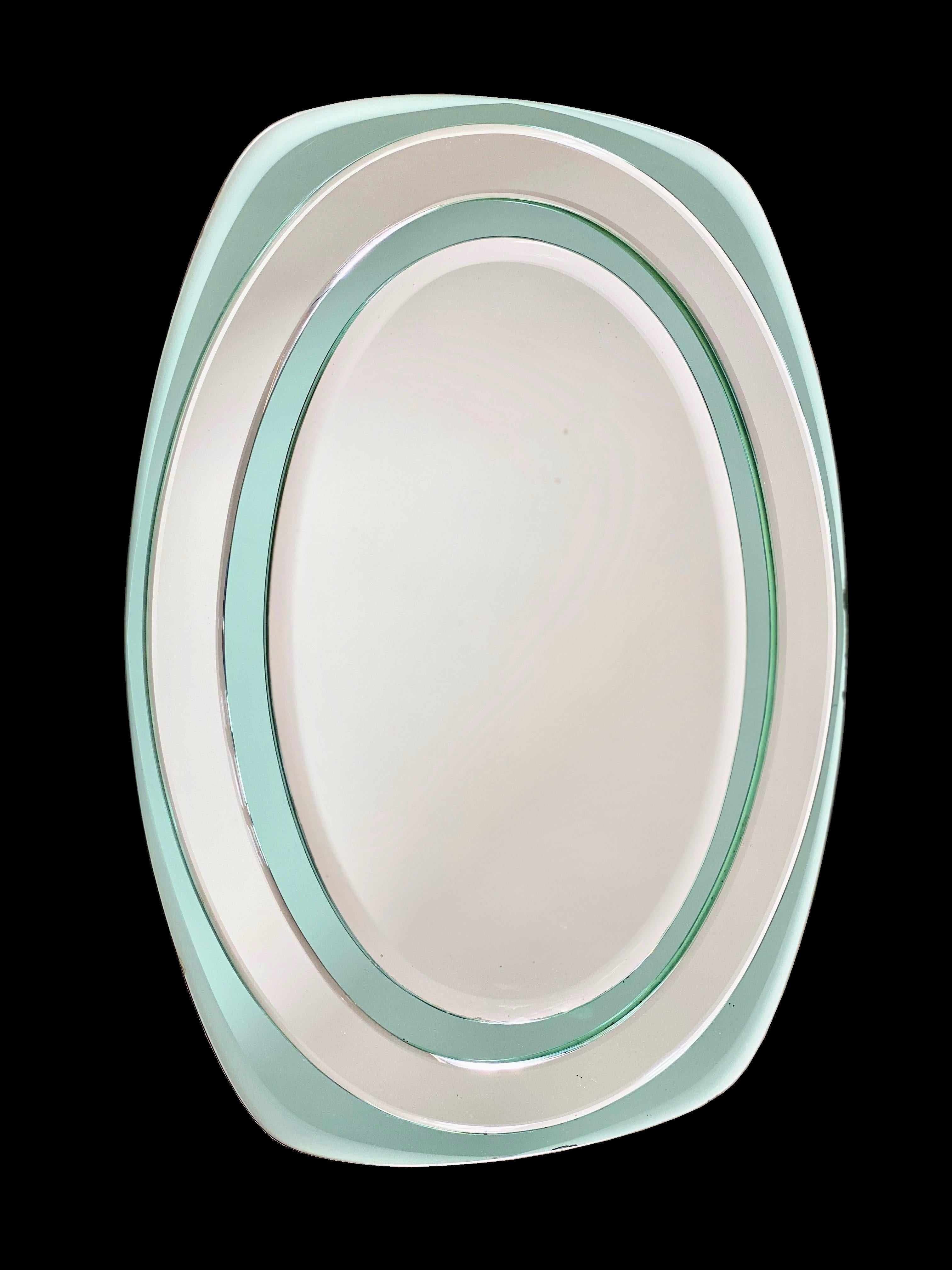 Bicolored Wall Mirror by Cristal Art, Italy, 1960s 4