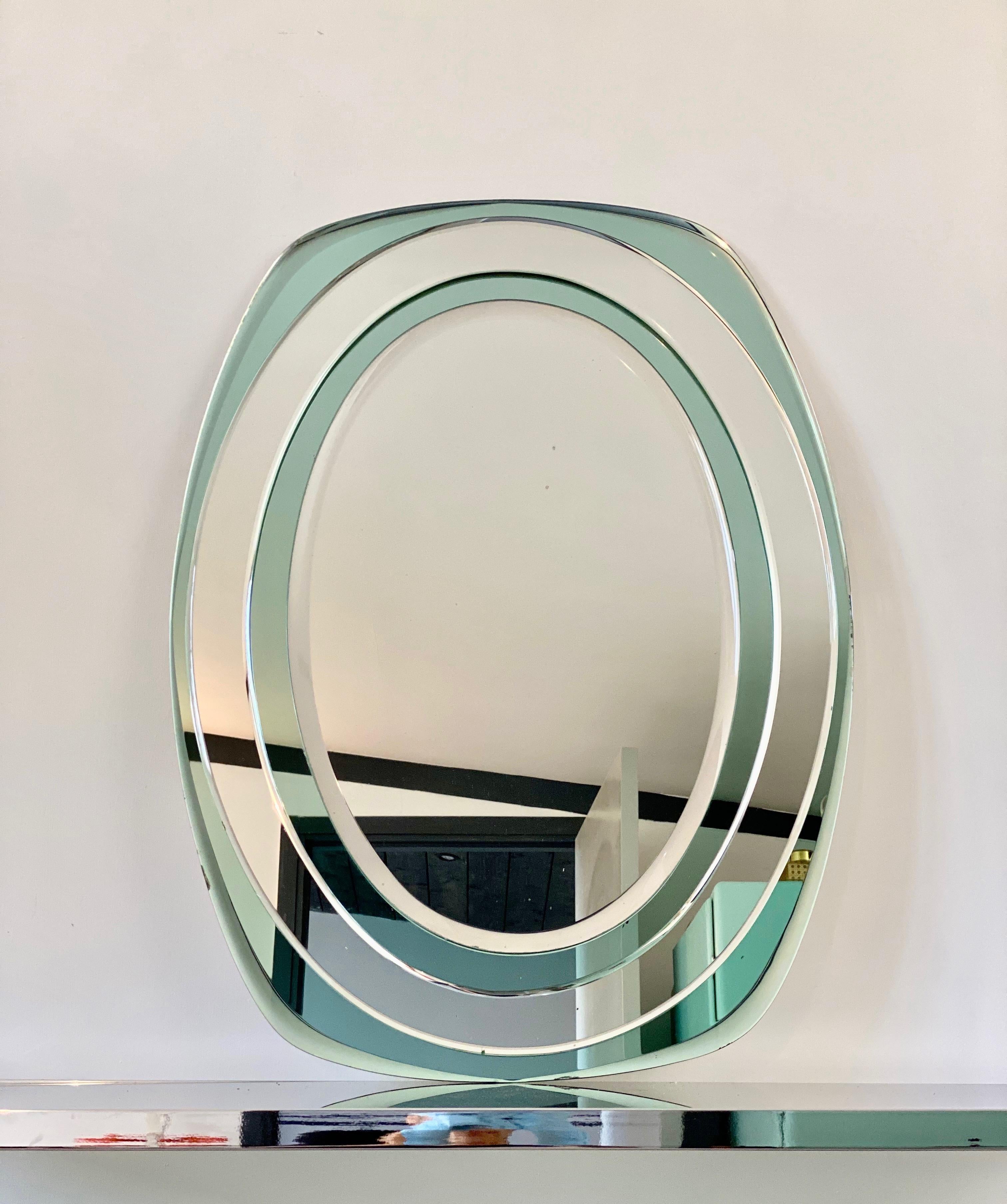 Italian Bicolored Wall Mirror by Cristal Art, Italy, 1960s