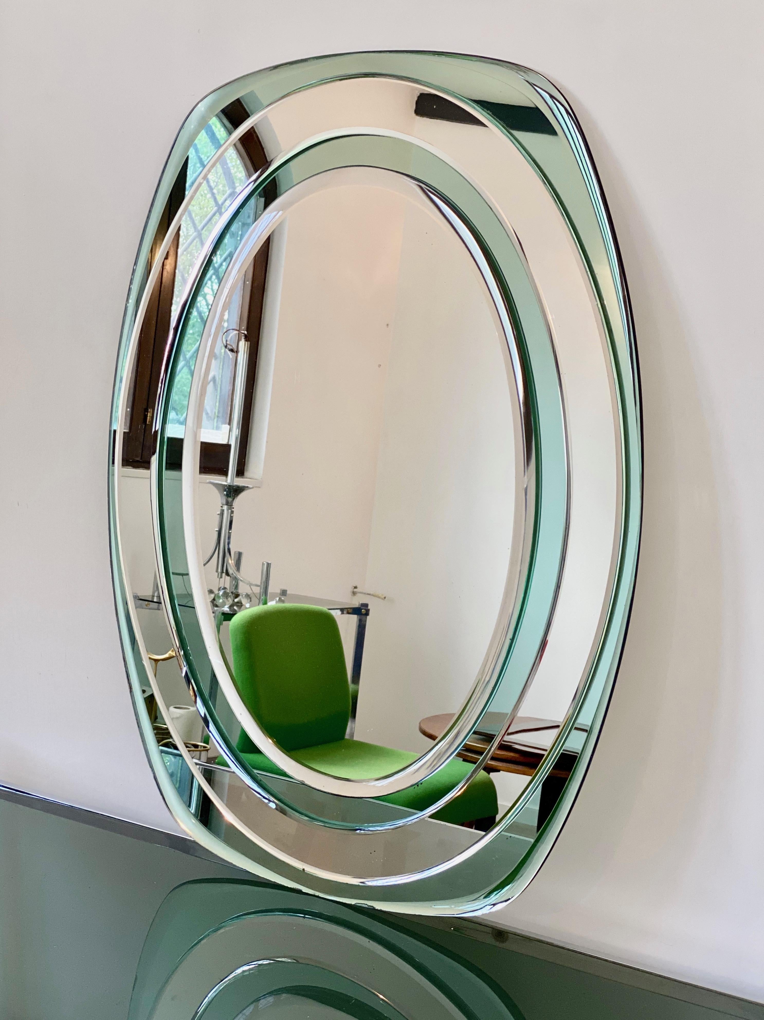Bicolored Wall Mirror by Cristal Art, Italy, 1960s In Good Condition In Rome, IT