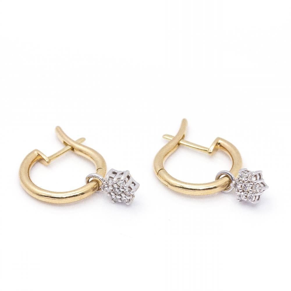 Bicolour Earrings with Diamonds In New Condition For Sale In BARCELONA, ES