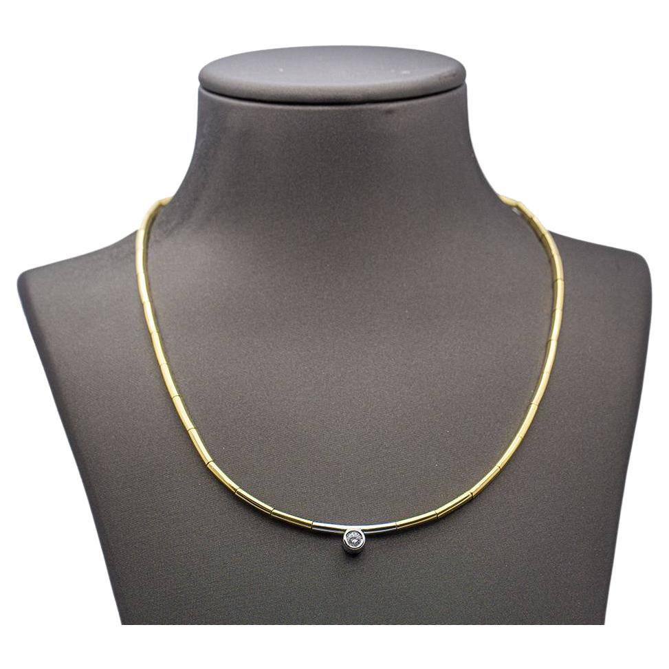 Bicolour Gold Collar with Diamond For Sale