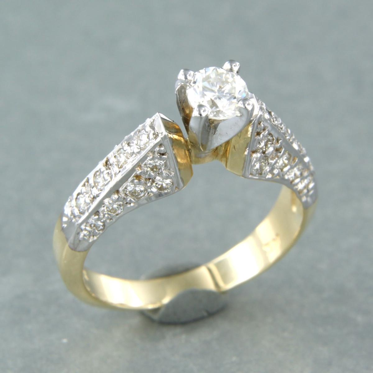 Modern Bicolour Gold Diamond Ring For Sale